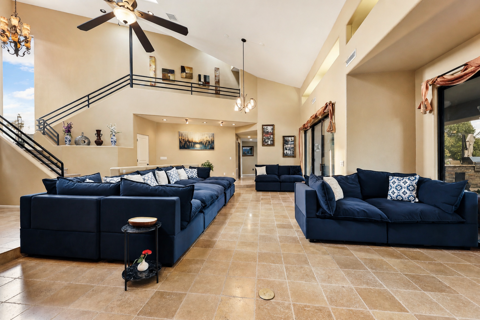 Waterfront Clubhouse great room with lake views